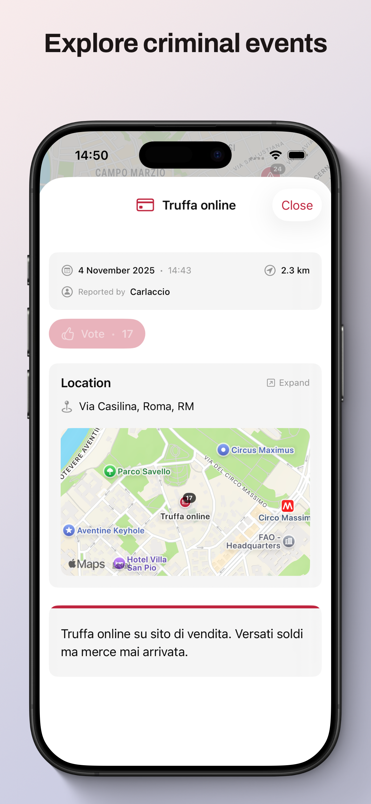 Report safety incident with detailed form